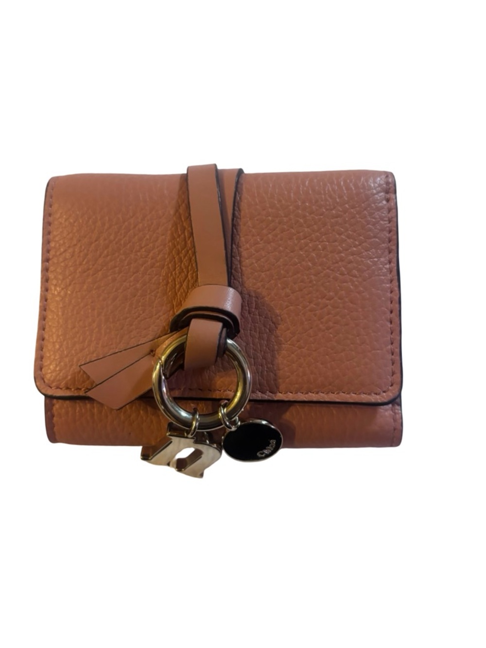 Pristine Chloe Alphabet Mini Leather Trifold Wallet in Coral